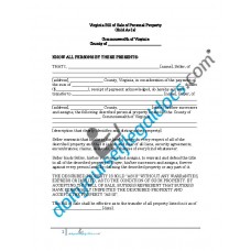 Bill of Sale of Personal Property - Virginia (No Warranty)